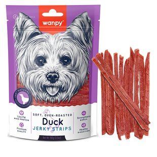 Лакомство Wanpy Soft Duck Jerky Strips для собак, вяленые утиные полоски 100 г DA-02S фото