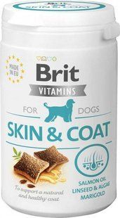 Витамины Brit Vitamins Skin and Coat для взрослых собак, здоровье кожи и шерсти, с лососем 150 г 112060 фото