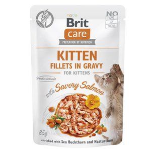 НАБІР Вологий корм Brit Care Cat для кошенят, філе лосося в соусі 8х85 г 101046_набір фото