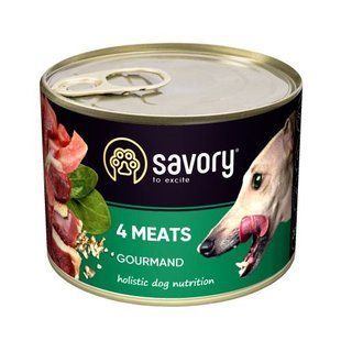 Вологий корм Savory Dog Adult для дорослих собак усіх порід, з чотирма видами м&rsquo;яса у паштеті 200 г 30389 фото