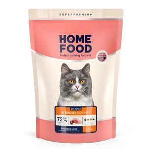Сухой корм Home Food Cat Adult для взрослых стерилизованных котов, привередливых ко вкусу, курица и печень 1.6 кг KGL-1.6 фото