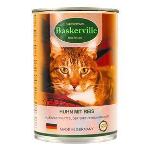 Вологий корм Baskerville для дорослих котів, курка та рис 400 г 21518 фото