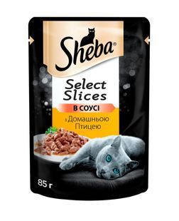 Вологий корм для котів Sheba Select Slices з&nbsp;домашньою птицею&nbsp;для котів шматочки в соусі 85 г 8568 фото