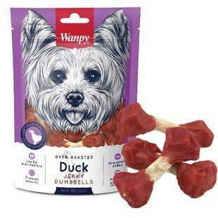 Ласощі Wanpy Duck Jerky Dumbbells для собак, гантель з в'яленої качкою 100 г DA-06H фото