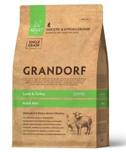 Сухий корм Grandorf Dog Adult Mini Breeds для дорослих собак дрібних порід, ягня з індичкою 8 кг 93108 фото