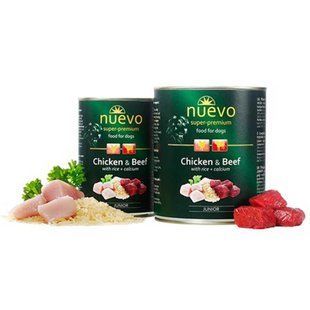 Влажный корм Nuevo Junior для щенков с курицей, говядиной и рисом + кальций 800 г 95014     (810) фото