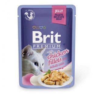 Вологий корм Brit Premium Cat для дорослих котів, філе курки в желе 85 г 111240/463 фото