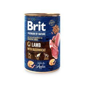 Влажный корм Brit Premium by Nature для взрослых собак с чувствительным пищеварением, с ягнятиной и гречкой 400 г 100414/8614 фото