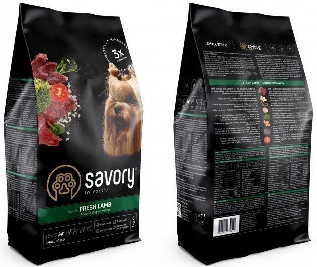 Сухой корм Savory Dog Adult Small Breeds для взрослых собак малых пород до 10 кг, со свежим ягненком 1 кг 30310 фото