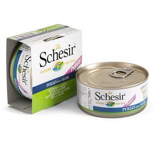 Вологий корм Schesir Puppy для цуценят, шматочки курки з алое в желе 150 г 712639 фото